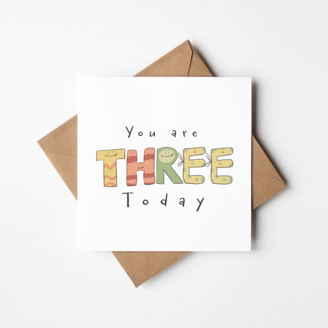 You Are 3 Today – Cute Monster Milestone | Greeting Card