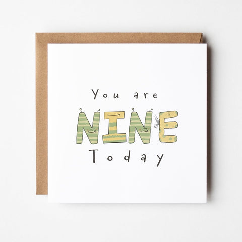 You Are 9 Today – Fun Monster Milestone | Greeting Card