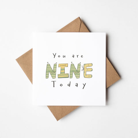 You Are 9 Today – Fun Monster Milestone | Greeting Card