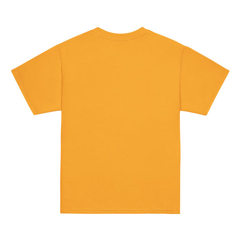 Product view of a Gold One Cat Away youth classic tee, showing the plain back.
