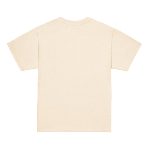Product view of a Natural One Cat Away youth classic tee, showing the plain back.