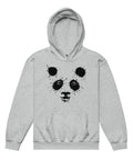 Sport Grey youth hoodie with the original black ink-splatter panda face printed on the front.