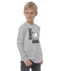 Rabbit or Crow youth long sleeve tee in Athletic Heather with Lithuanian animal illusion graphic – view 9