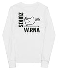 Rabbit or Crow youth long sleeve tee in White with Lithuanian animal illusion graphic – view 2