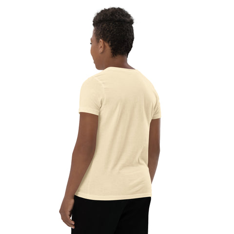 Dinosaur Motivation youth cotton tee in Natural – plain back – view 15