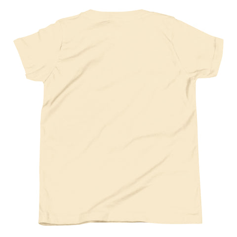 Dinosaur Motivation youth cotton tee in Natural – plain back – view 3