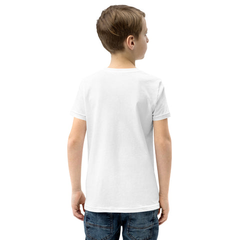 Dinosaur Motivation youth cotton tee in White – plain back – view 8