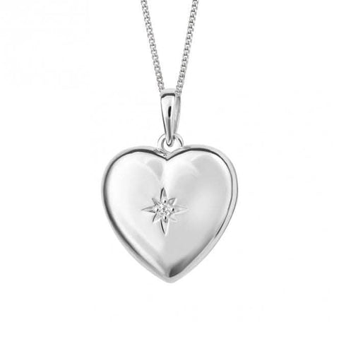 Pendentif médaillon cœur étoile en zircone P5229C