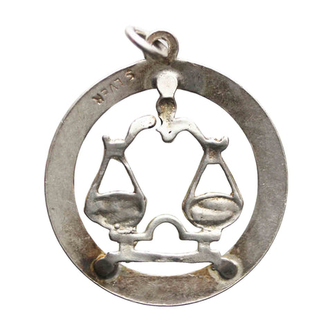 Zodiac Signs Libra Vintage Silver Pendant