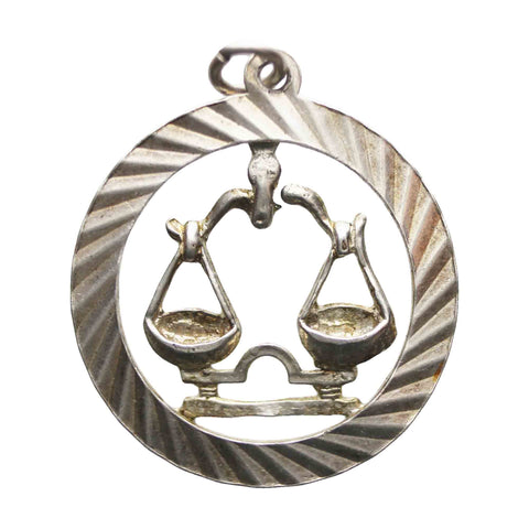 Zodiac Signs Libra Vintage Silver Pendant