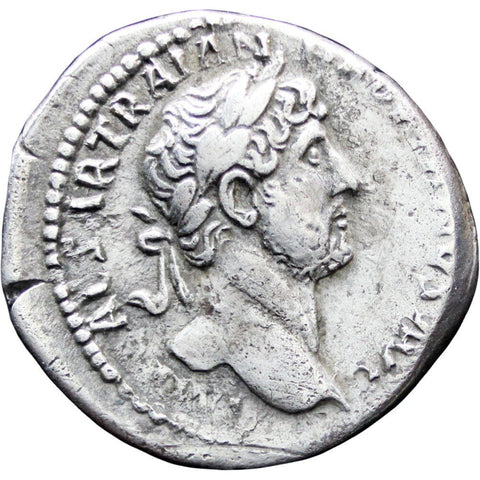 119 – 125 AD Roman Empire Hadrian Denarius Silver Coin AR Rome Mint