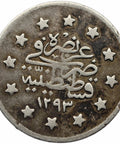 1293 (1892) Ottoman Empire Kurush Abdul Hamid II Coin Silver Constantinople Mint