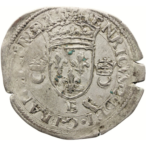 1549 - 1559 E Douzain France Coin Henry II Silver Tours Mint Overstrike
