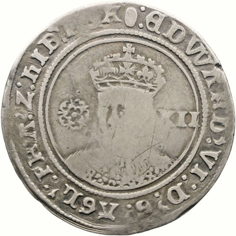 1551 – 1553 Edward VI Shilling England Coin, 3rd period, mm. Tun, Fine Silver Issue