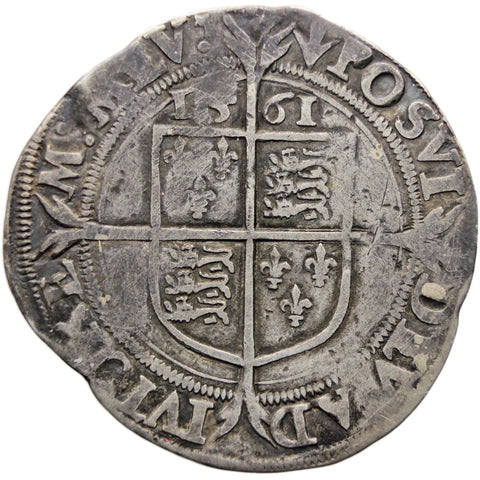 1561 Sixpence Elizabeth I Coin Silver England Pheon Mintmark 3rd issue