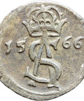 1566 Lithuania Sigismund II Augustus 2 Denar Coin Silver