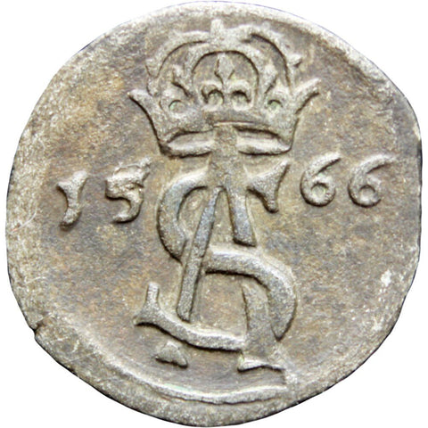1566 Lithuania Sigismund II Augustus 2 Denar Coin Silver