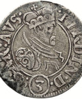1577 - 1595 3 Kreuzer Tyrol Austria Coin Ferdinand II Silver
