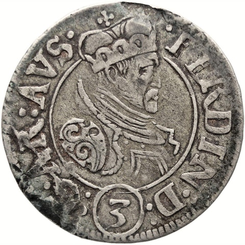 1577 - 1595 3 Kreuzer Tyrol Austria Coin Ferdinand II Silver