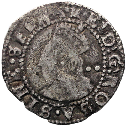 1594 - 1596 Half Groat Elizabeth I Coin 6th issue Silver London Mint Woolpack Mintmark