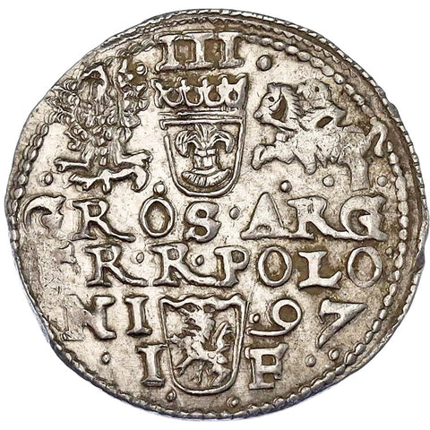 1597 3 Groschen Trojak Olkusz Mint Polish–Lithuanian Commonwealth Coin Sigismund III Vaza Silver