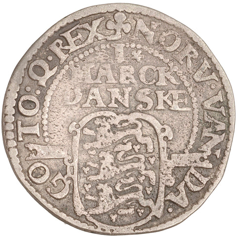 1615 1 mark Denmark Norway Coin Christian IV Silver Copenhagen Mint