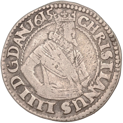 1615 1 mark Denmark Norway Coin Christian IV Silver Copenhagen Mint