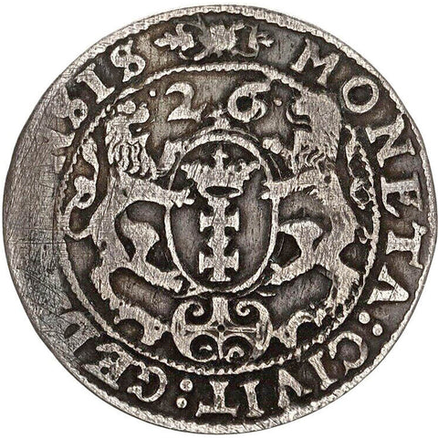 1626 Ort gdański Polish–Lithuanian Coin Danzig Mint Sigismund III Vaza Silver