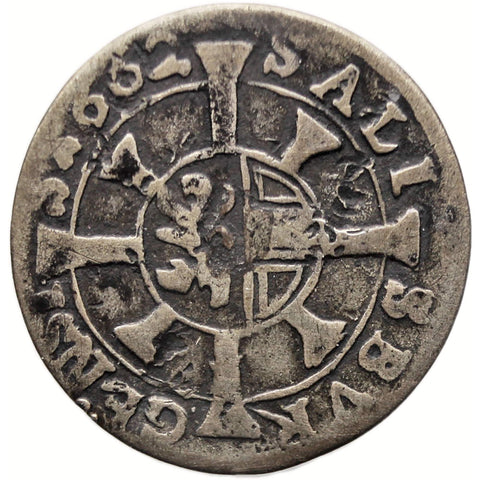 1662 Kreuzer Bishopric of Salzburg Austria Coin Guidobald von Thun und Hohenstein