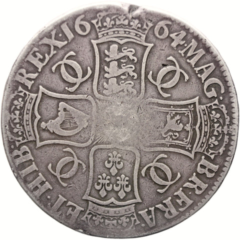 1664 Crown Charles II Coin UK Silver