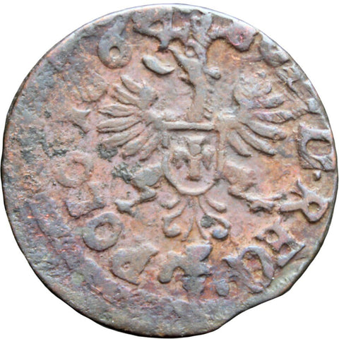 1664 Szeląg Solidus Shilling 1/3 Grosz Coin Polish Lithuanian Commonwealth John II Casimir Vasa Poland coins Europe Lithuania Old Money