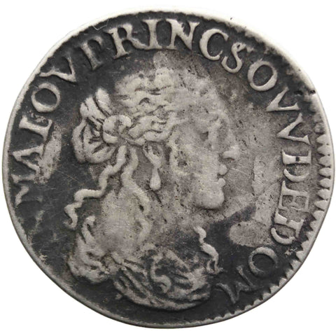 1665 1/12 Ecu Principality of Dombes Anne Marie - Louise d'Orléans France Silver Coin