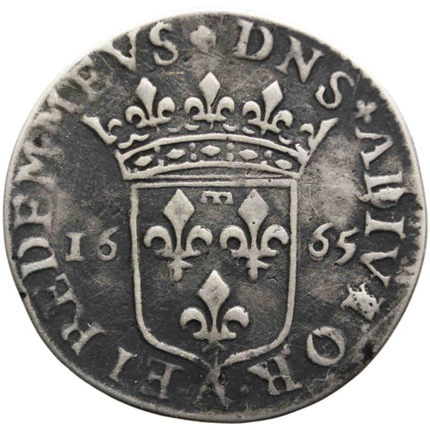 1665 1/12 Ecu Principality of Dombes Anne Marie - Louise d'Orléans France Silver Coin