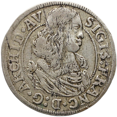 1665 3 Kreuzer Tyrol Austrian states Coin Sigismund Franz Silver