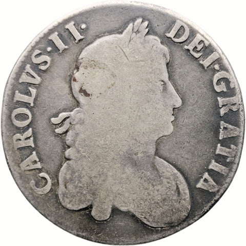 1667 Crown Charles II Coin UK Silver 2nd bust Decimo Nono