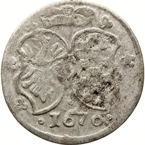 1670 1 Gröschel Duchy of Liegnitz - Brieg Silesia Coin Christian Silver
