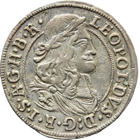1671 3 Kreuzer Tirol Hall Austria Habsburg Leopold I Holy Roman Emperor