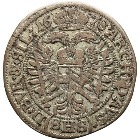 1678 6 Kreuzer Austria – Habsburg Coin Leopold I Silver Breslau Mint