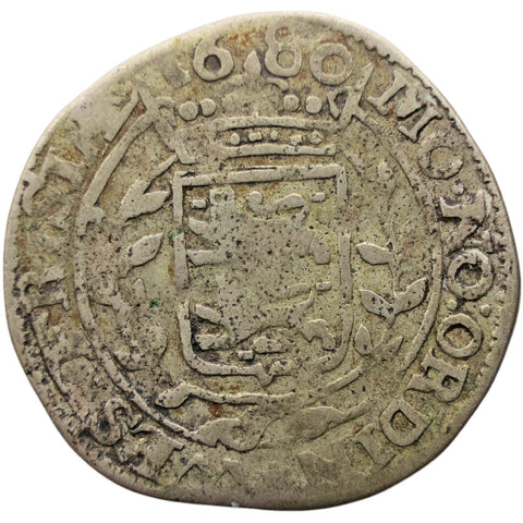 1680 1 Roosschelling Netherlands Coin West Friesland 6 Stuivers Silver