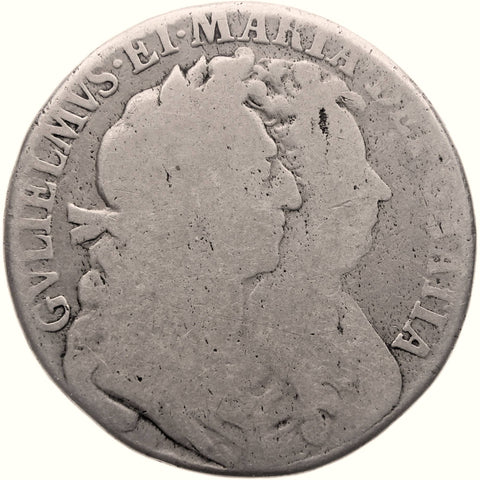 1689 Half Crown William and Mary UK Coin Silver
