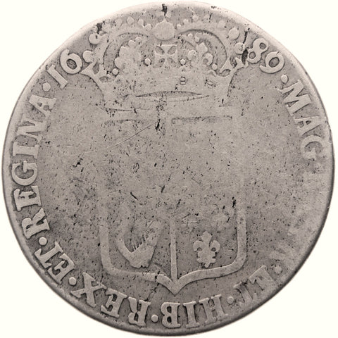 1689 Half Crown William and Mary UK Coin Silver