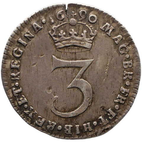 1690 3 Pence William and Mary Maundy Coin Silver