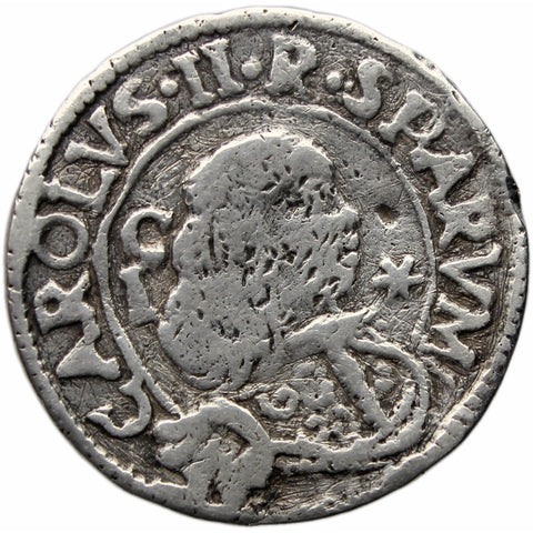 1695 1 Reale Kingdom of Sardinia Italian Coin Charles II of Spain