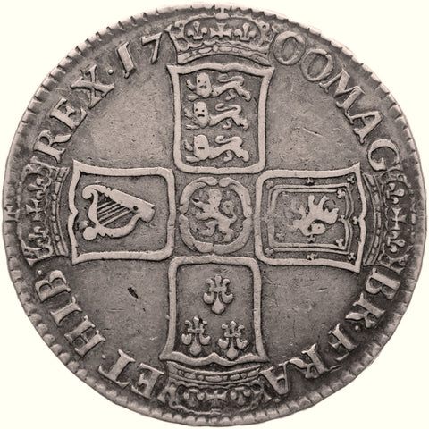 1700 Half Crown William III Coin UK Silver DVODECIMO large shields