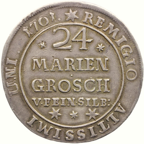 1701 24 Mariengroschen Brunswick - Wolfenbüttel Duke Anthony Ulrich Germany Coin Silver