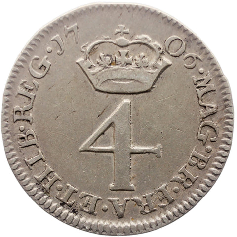 1706 4 Pence Anne Coin Maundy Coinage UK Silver