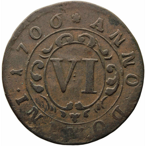 1706 6 Pfennig Bishopric of Paderborn Germany Coin Franz Arnold von Metternich no M in PYRM