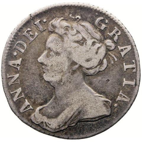 1707 Sixpence Queen Anne Silver Coin UK