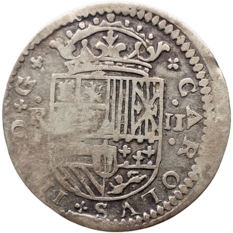 1708 2 Reales Principality of Catalonia Spain Coin Silver
