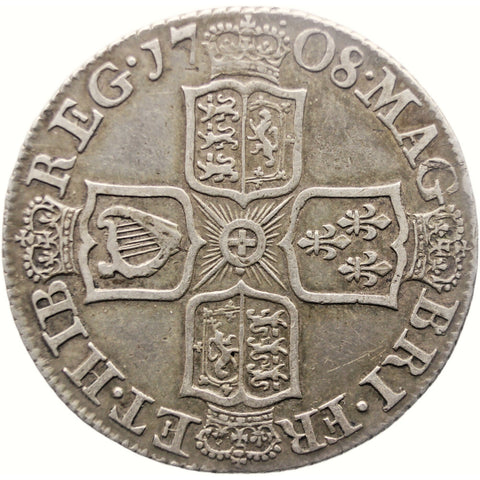 1708 Shilling Anne Coin Silver United Kingdom Plain angles